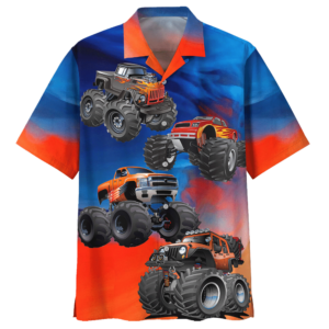 Monster Truck Blue Awesome Design Unisex Hawaiian Shirt  - Thelegend59