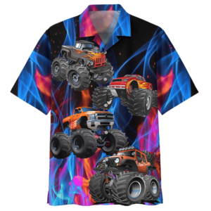 Monster Truck Blue Nice Design Unisex Hawaiian Shirt  - Thelegend59