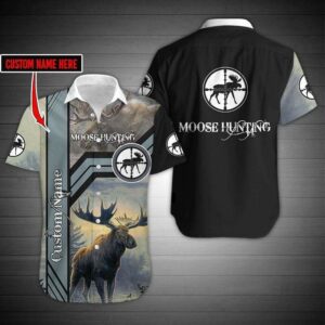Moose Hunting Custom Name Aloha Hawaiian Shirts  - Thelegend59
