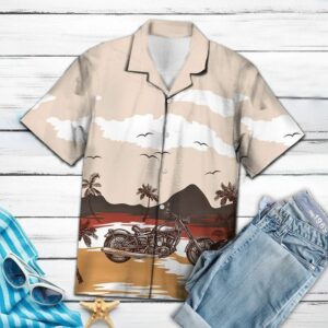 Motorbike Palm Tree Tan Best Design Hawaiian Shirt For Men Women  - Thelegend59