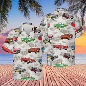 Multi Motor Cars Retro Hawaiian Aloha Hawaiian Shirtss  - Thelegend59