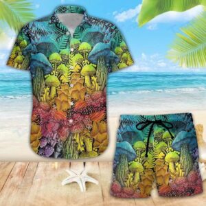 Mushroom Weed Hippie Hawaiian Shirt Set For Men Women  - Thelegend59