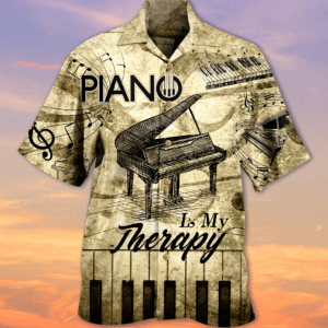 Music Love Piano Is My Therapy Unisex Hawaiian Shirt  - Thelegend59