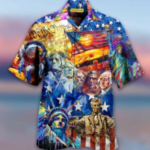 My Patriotic Heart Beats Red White And Blue Tropical Hawaiian Shirt  - Thelegend59
