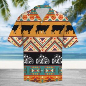 Natie American Farmer Proud Tropical Hawaiian Aloha Hawaiian Shirts  - Thelegend59