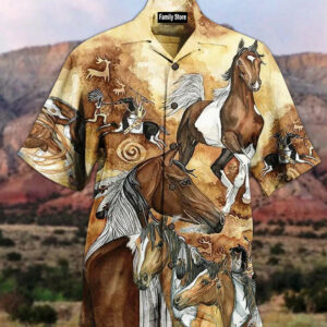 Native Horses Run Away Limited Edition Hawaiian Shirt Pn303024Lb - For Men And Women - Kids  - Thelegend59