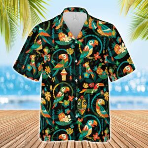 Native Tiki Tiki Parrot Cheers Hawaiian Shirts  - Thelegend59