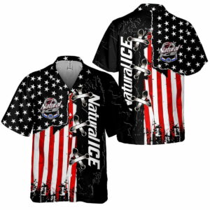 Natural Ice Usa Flag Cross Stitch All Over Print 3D Aloha Summer Beach Hawaiian Shirt  - Thelegend59