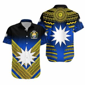 Nauru N Flag Hawaiian Shirt Creative Style - Gradient Blue  - Thelegend59