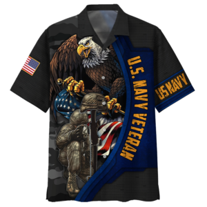 Navy Eagle With Gun And Army U.S. Navy Veteran Hawaiian Shirt - For Men And Women - Kids  - Thelegend59