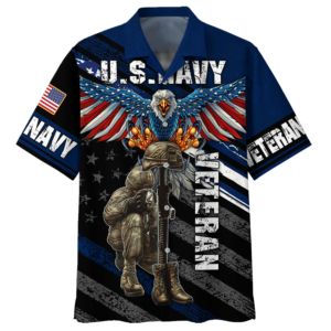 Navy Eagle With Soldiers And Guns Veteran U.S Navy Hawaiian Shirt - For Men And Women - Kids  - Thelegend59