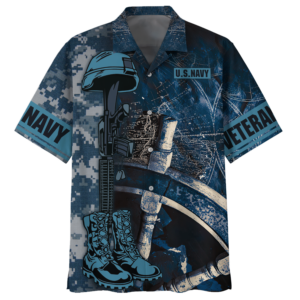 Navy Guns And Steering Wheel Of A Ship U.S Navy Veteran Hawaiian Shirt - For Men And Women - Kids  - Thelegend59