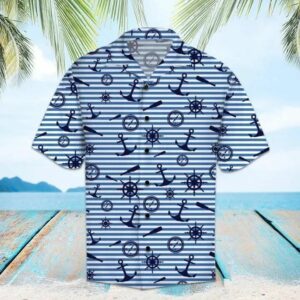Navy Hawaiian Shirt For Men Women  - Thelegend59