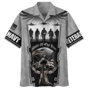 Navy Home Of The Free Because Of The Brave U.S Navy Veteran Hawaiian Shirt - For Men And Women - Kids  - Thelegend59
