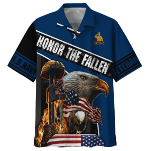 Navy Honor The Fallen Eagle With Gun Veteran U.S. Navy Hawaiian Shirt - For Men And Women - Kids  - Thelegend59
