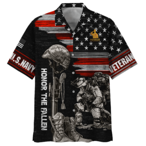 Navy Soldier And Gun Honor The Fallen U.S Navy Veteran Hawaiian Shirt - For Men And Women - Kids  - Thelegend59