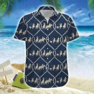 Navy Team Roping Unisex Hawaiian Shirts Beach Shorts  - Thelegend59