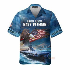 Navy United States Navy Veteran Eagles And Ships U.S Navy Hawaiian Shirt - For Men And Women - Kids  - Thelegend59