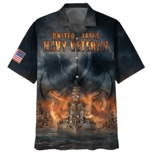 Navy United States Navy Veteran Ships And Anchors Hawaiian Shirt - For Men And Women - Kids  - Thelegend59