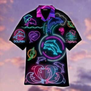 Neon Dolphin Hawaiian Shirt For Men Women  - Thelegend59