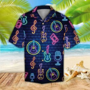 Neon Light Guitar Hawaiian Shirtso Cool Hawaiian Aloha Hawaiian Shirts  - Thelegend59