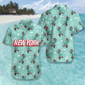 New York T-Rex Dinosaur Hawaiian Shirt For Men Women  - Thelegend59