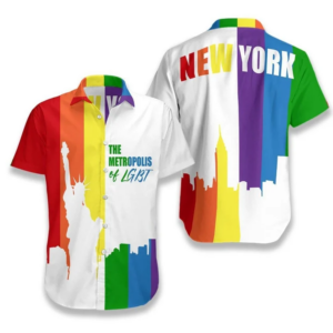 New York The Metropolis Of Lgbt Hawaiian Shirt - Pride Colors Hawaiian Shirt - For Men And Women - Kids  - Thelegend59