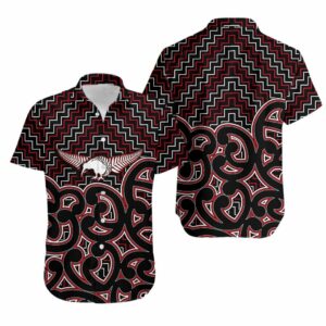 New Zealand Hawaiian Shirt Maori Graphic Tee Patterns Red  - Thelegend59