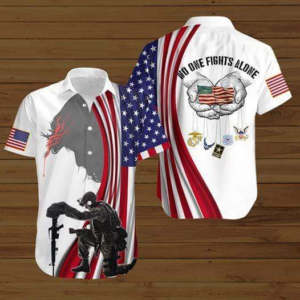 No One Fights Alone Hawaiian Shirt For Men Women  - Thelegend59