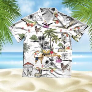 Norwegian Elkhound Hawaiian Shirt Hawaii Beach Retro  - Thelegend59