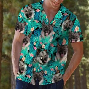 Norwegian Elkhound Tropical Green Nice Design Hawaiian Shirt For Men Women  - Thelegend59