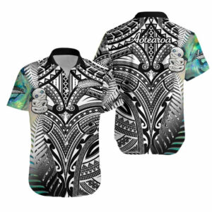 (Notext) Simple Hawaiian Shirt Maori Hei Tiki And Paua Black  - Thelegend59