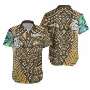 (Notext) Simple Hawaiian Shirt Maori Hei Tiki And Paua Golden  - Thelegend59