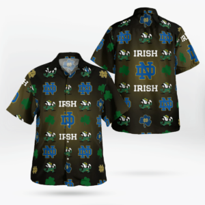 Notre Dame Fighting Irish Clover All Over Print 3D Aloha Summer Beach Hawaiian Shirt  - Thelegend59