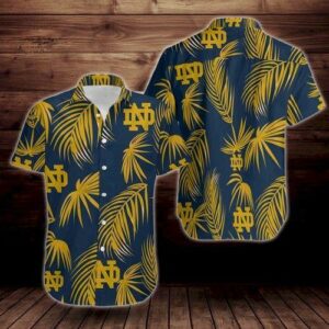 Notre Dame Fighting Irish Flower Short Sleeve Hawaiian Shirt  - Thelegend59