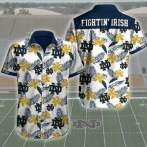 Notre Dame Logo Fighting Irish Hawaiian Shirt  - Thelegend59