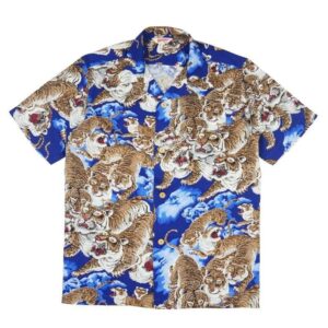 One Hundred Tigers Brown Blue Nice Design Hawaiian Shirt  - Thelegend59