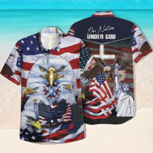 One Nation Under God Colorful Unique Design Hawaiian Shirt  - Thelegend59