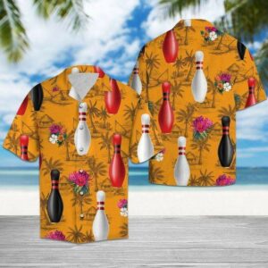 Orange Bowling Pin Unisex Hawaiian Shirts  - Thelegend59