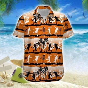 Orange Disc Golf Coconut Tree Unisex Hawaiian Shirts Beach Shorts  - Thelegend59
