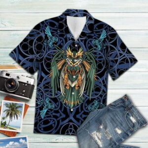 Owl Blue Mandala Vikings Tropical Hawaiian Shirt  - Thelegend59