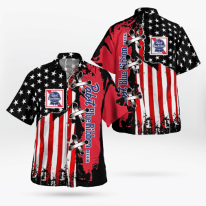 Pabst Blue Ribbon All Over Print 3D Hawaiian Shirt  - Thelegend59