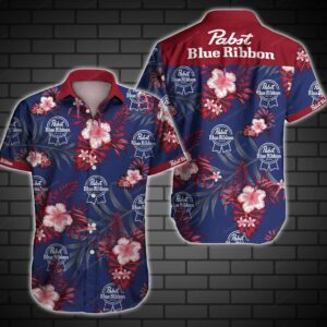 Pabst Blue Ribbon Hawaiian Ii Graphic Print Short Sleeve  - Thelegend59