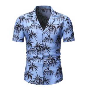 Palm Tree Blue Nice Design Unisex Hawaiian Shirt  - Thelegend59