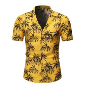 Palm Tree Yellow Awesome Design Unisex Hawaiian Shirt  - Thelegend59