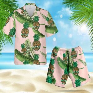 Palm Tree With Skull Pineapple Hawaiian Shirts Or Shorts  - Thelegend59