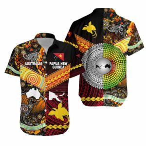 Papua New Guinea And Australia Aboriginal Hawaiian Shirt Together  - Thelegend59