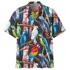 Parrot Balck High Quality Unisex Hawaiian Shirt  - Thelegend59