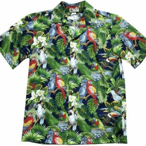 Parrot Domain Navyhawaiian Shirt Made In Hawaii - Summer Hawaiian Shirts - Beach Hawaiian Shirtss  - Thelegend59