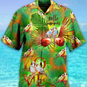 Parrot Hello Summer Hawaiian Shirt For Men Women  - Thelegend59